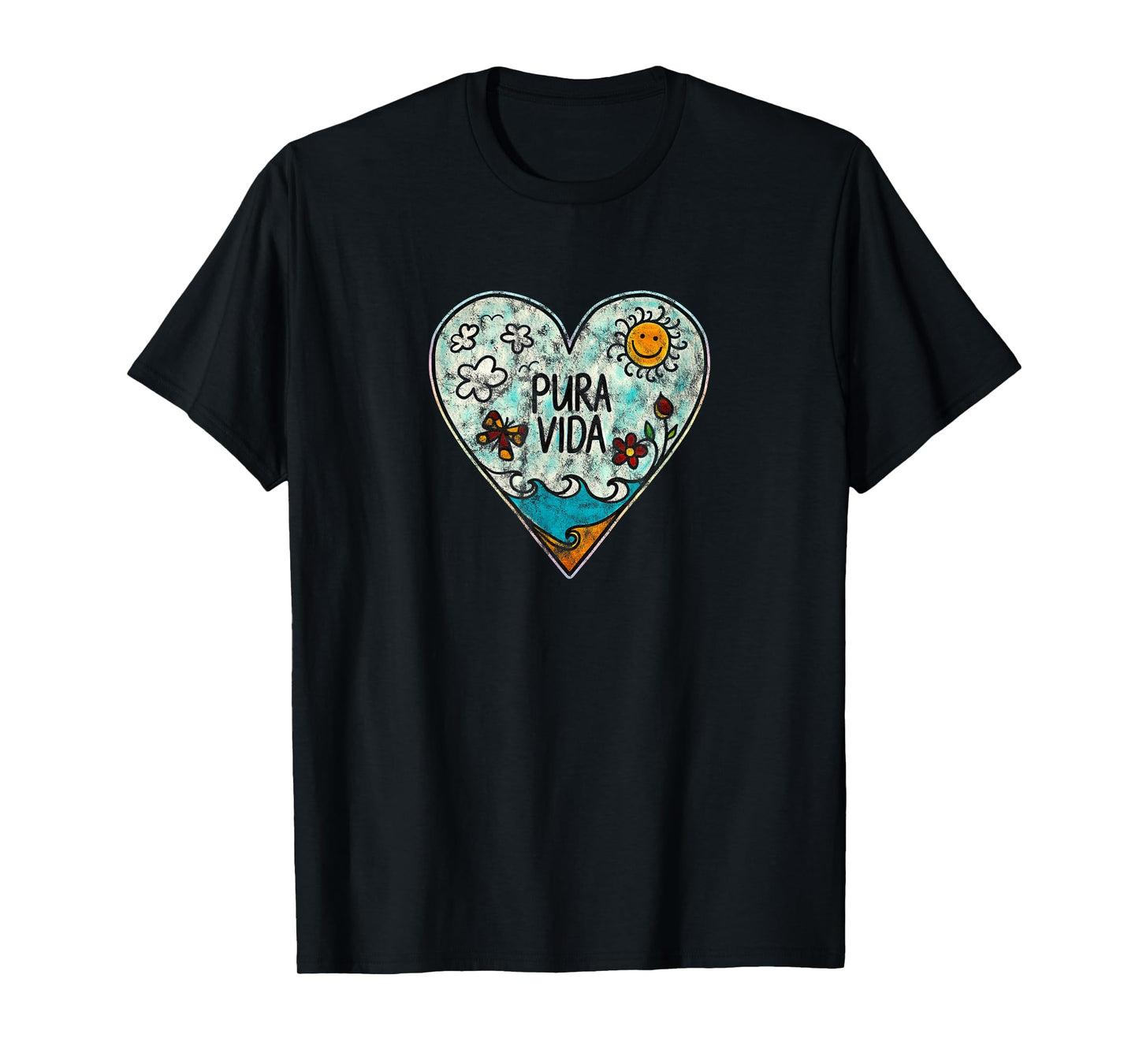 Pura Vida Heart Summer Sun Beach Holiday Sea Happiness Holiday T-Shirt