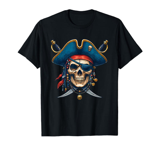 Pirate Skull Halloween Costume Men Women Boys Girls Teens T-Shirt