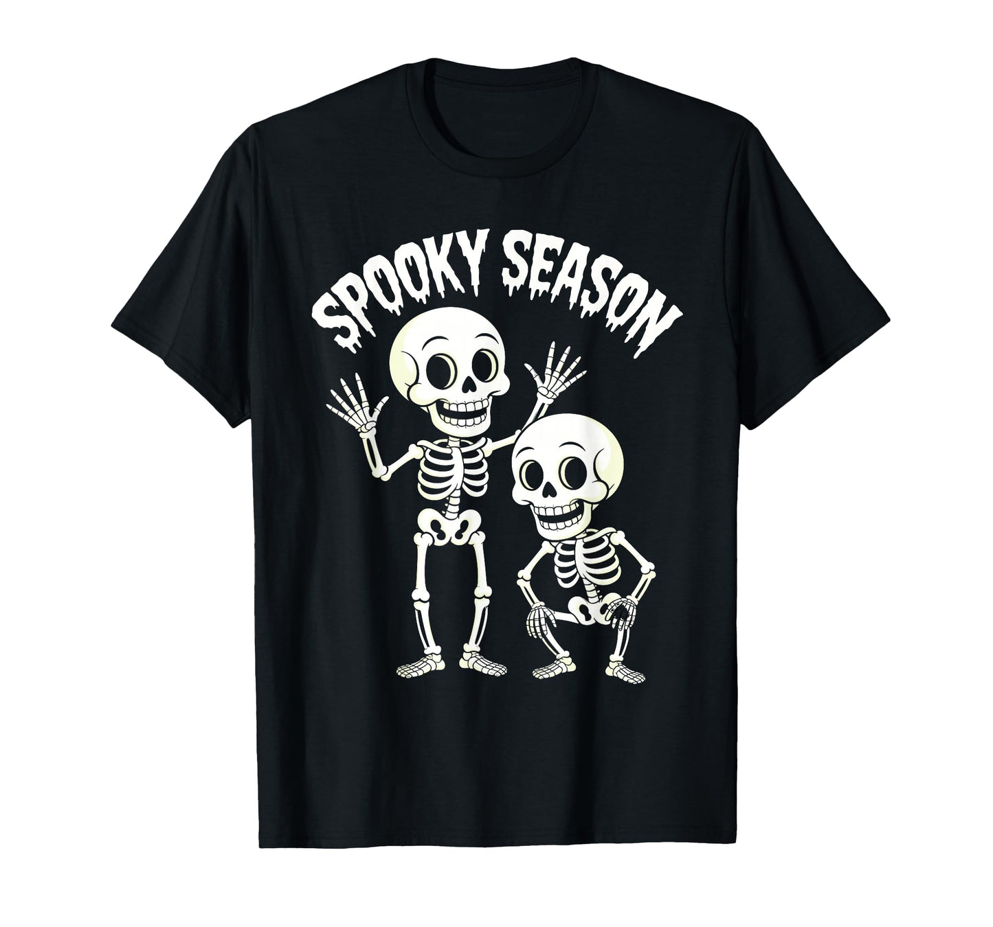 Spooky Season Dancing Skeletons Funny Halloween Cartoon T-Shirt