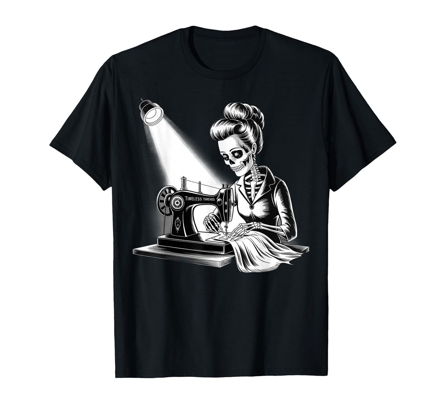 Timeless Threads Skeleton Seamstress Sewing Machine T-Shirt