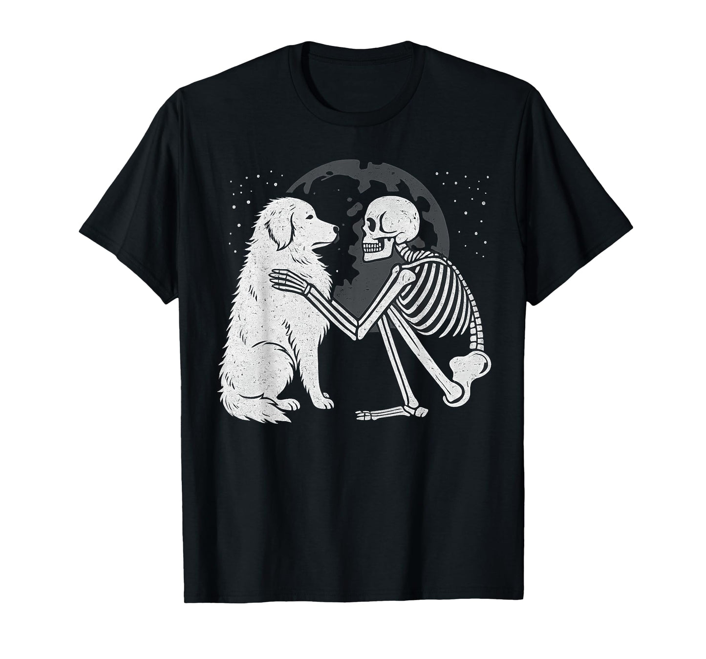 Great Pyrenees Skeleton Moon Halloween Dog Lover T-Shirt