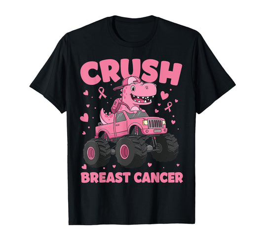 Crush Breast Cancer Awareness Monster Truck Toddler Boy Kids T-Shirt