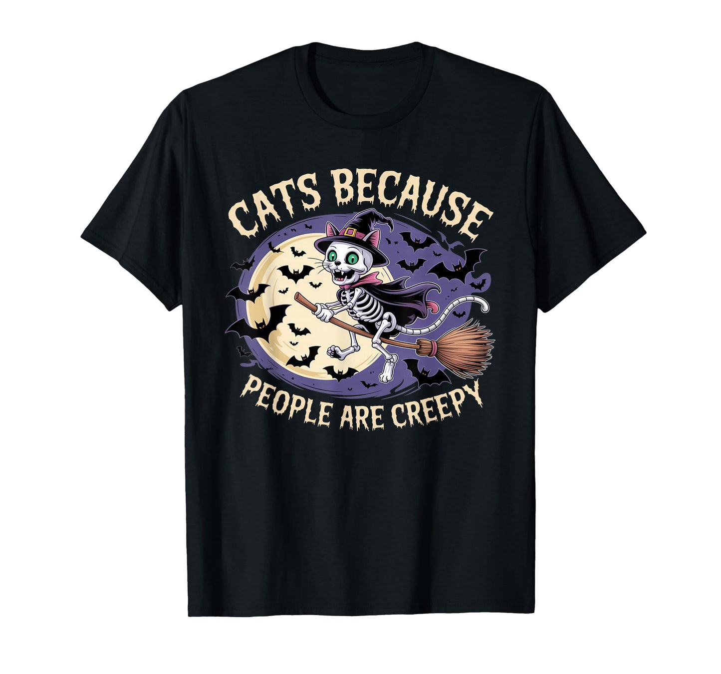 Cats Because People are Creepy Ghost Halloween Cat Mom Kids T-Shirt