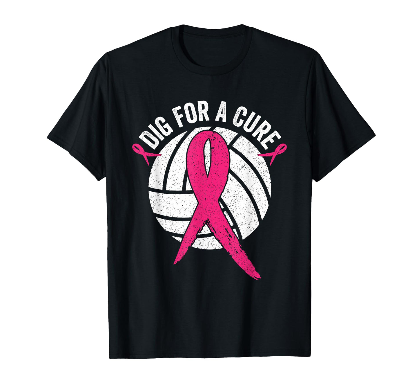 Dig For Cure Ribbon Volleyball Breast Cancer Awareness Pink T-Shirt