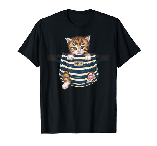 Cat Pocket Cute Kitten Gifts For Cat Lover Cat Mom Cat Dad T-Shirt for Men Women Kids