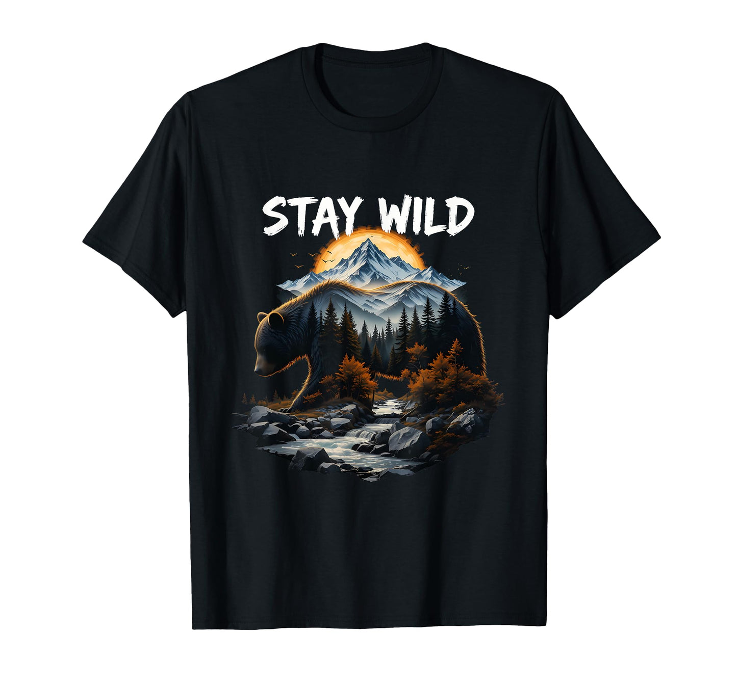 Nature Adventure Stay Wild Team Wilderness Bear Mountain T-Shirt