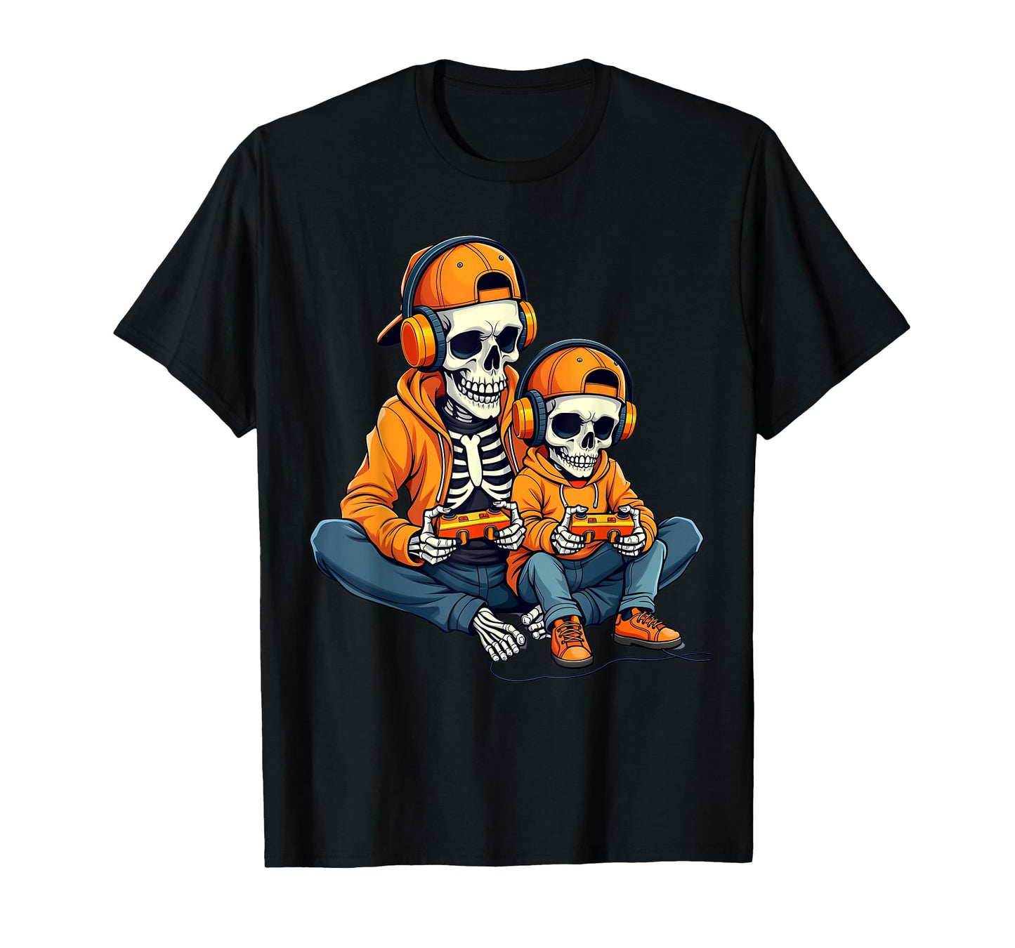 Halloween Skeleton Gamer Video Gaming Funny Skull Game Lover T-Shirt