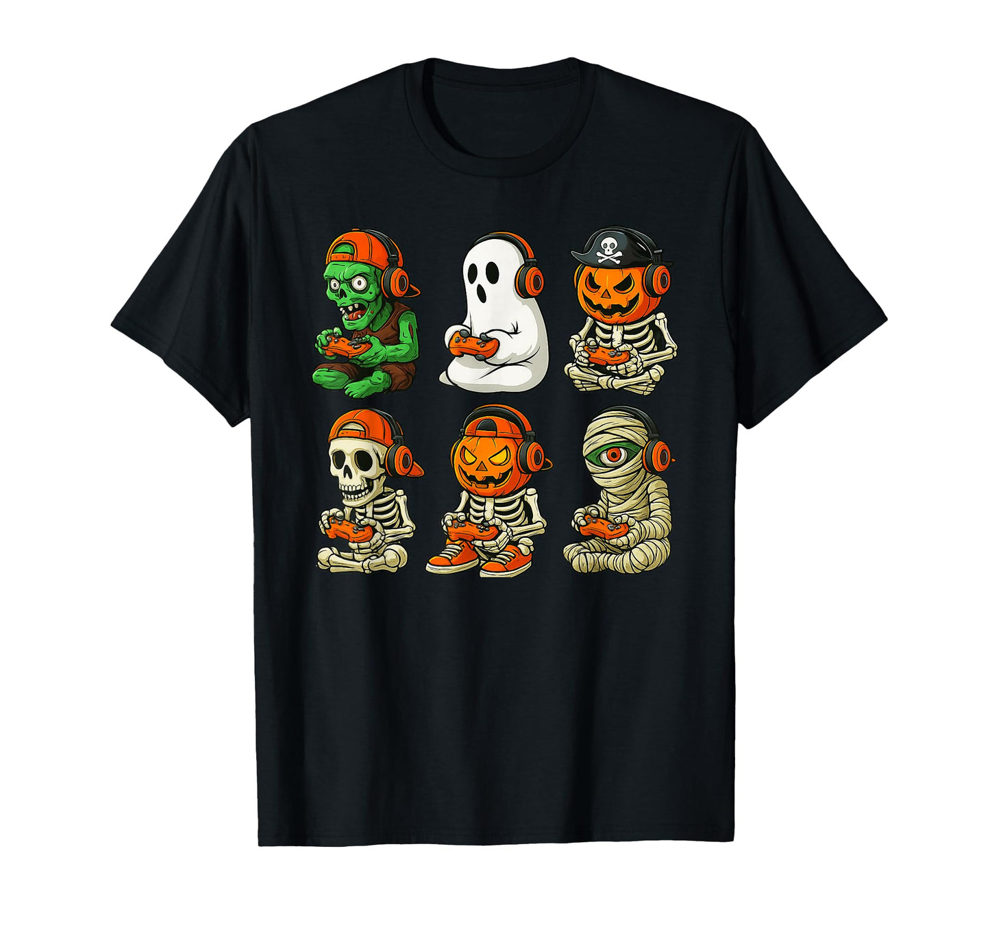 Skeleton Boo Gamer Halloween Retro Video Game Apparel T-Shirt