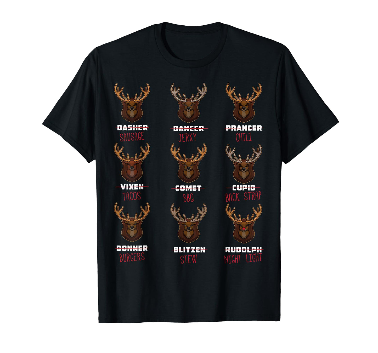 All of Santa's Reindeer Funny Deer Hunter Graphic Christmas T-Shirt