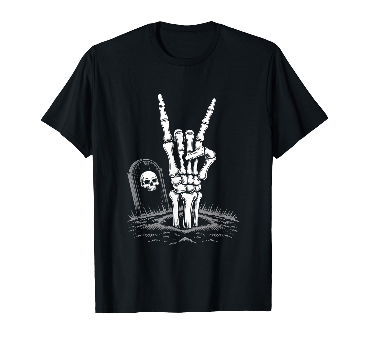 Funny Skeleton Rock and Roll Halloween Men Teens Boys T-Shirt