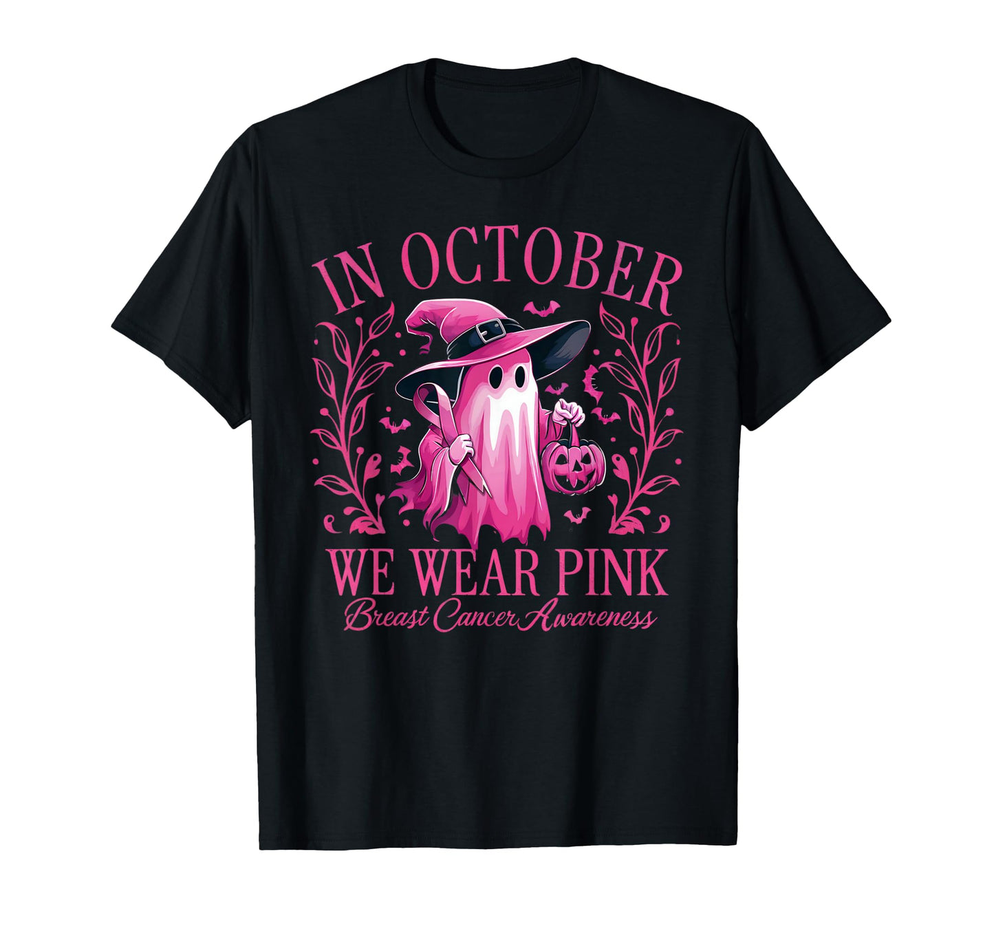 In October We Wear Pink Breast Cancer Awareness Halloween T-Shirt