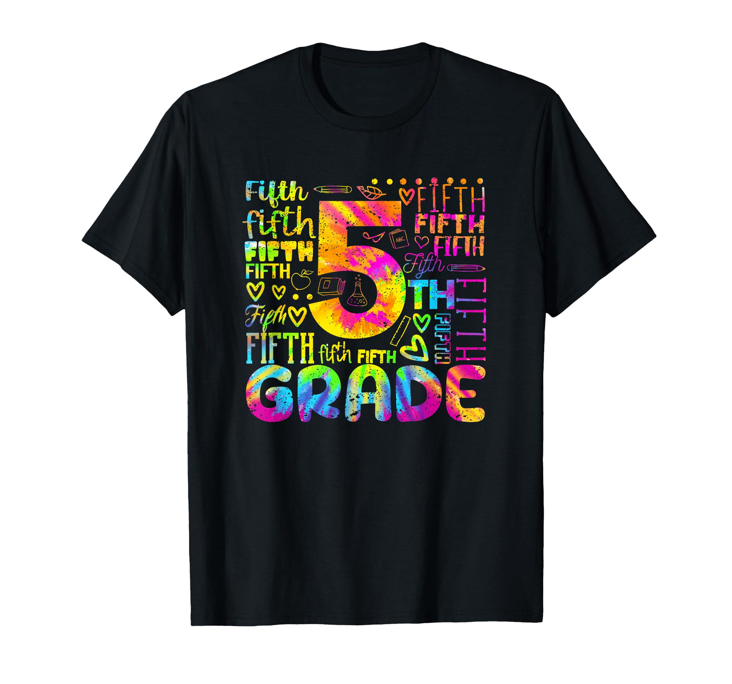 Tie Dye 5th Grade Typography Team Fifth Grade Teacher T-Shirt for Men Women Girls Kids