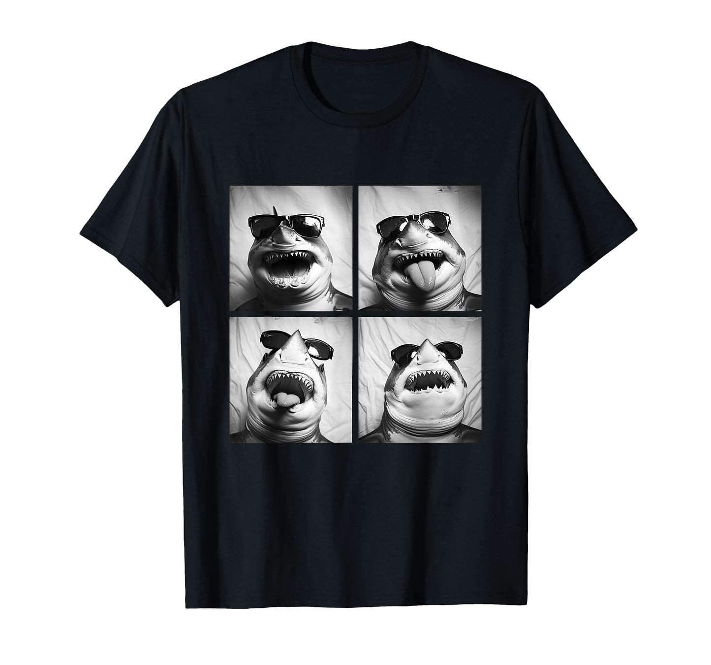 Funny Sharks with Sunglasses Cool Marine Animals Humor Meme T-Shirt