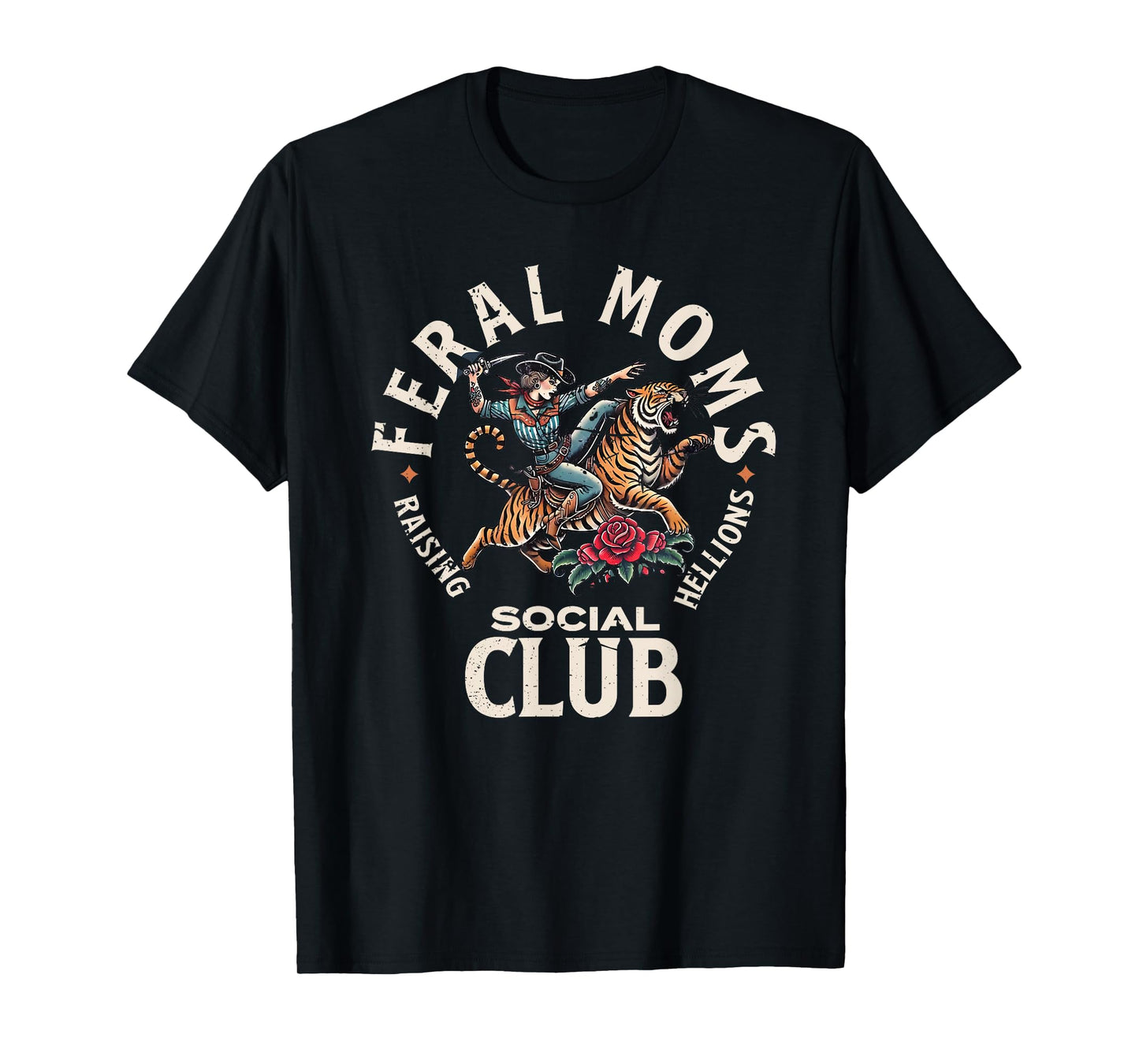 Retro Funny Feral Moms Social Club Sarcastic Saying Mothers T-Shirt