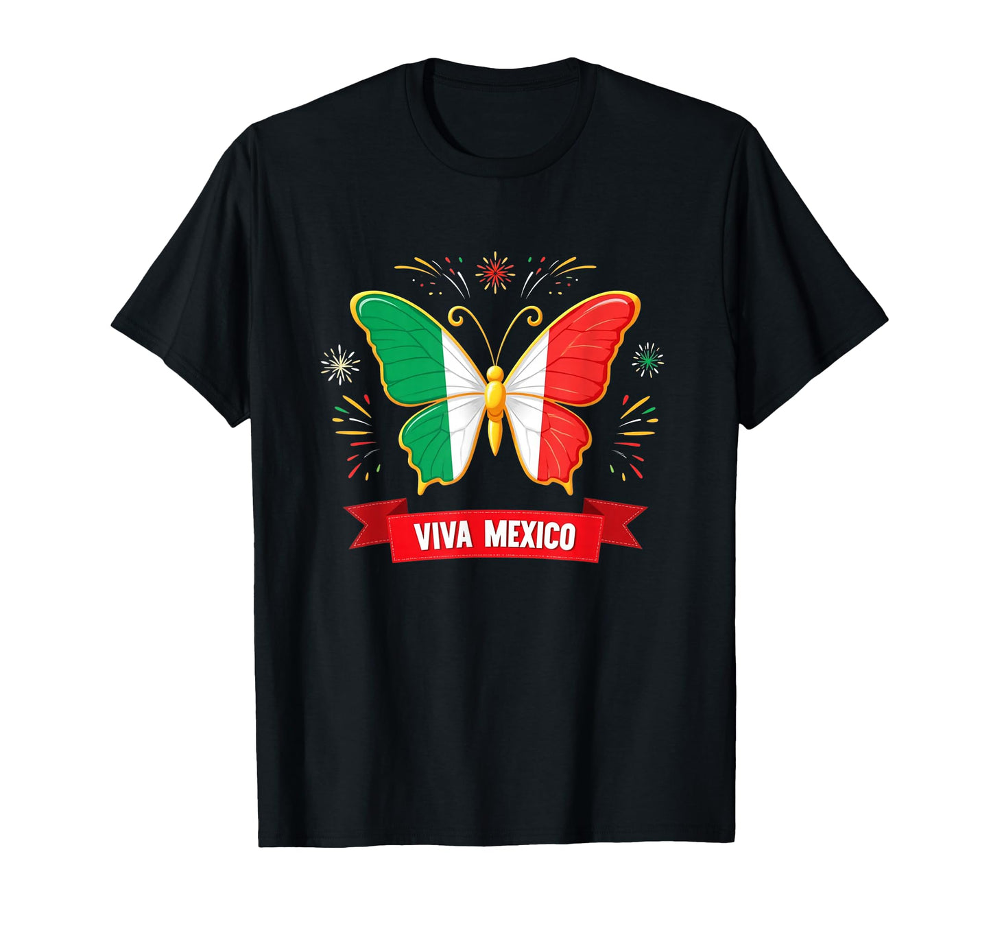 Viva Mexico Mexican Independence Day Butterfly Flag Mexico T-Shirt