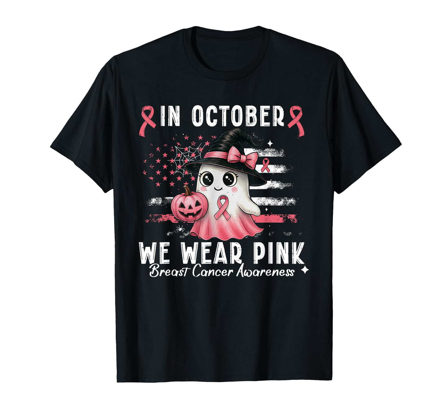 Breast Cancer Shirt for Women in October We Wear Pink Ghost T-Shirt