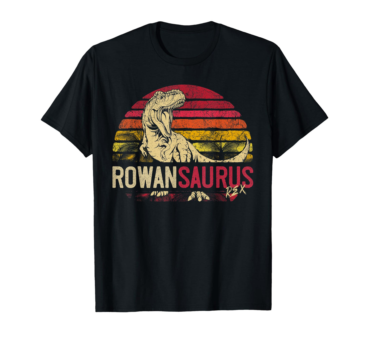 Rowan Saurus Funny Personalized Dinosaur T Rex Name Boy Gift T-Shirt
