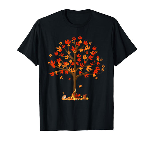 Autumn Fall Leaves Tree & Forest Creatures Mens Womens Kids T-Shirt