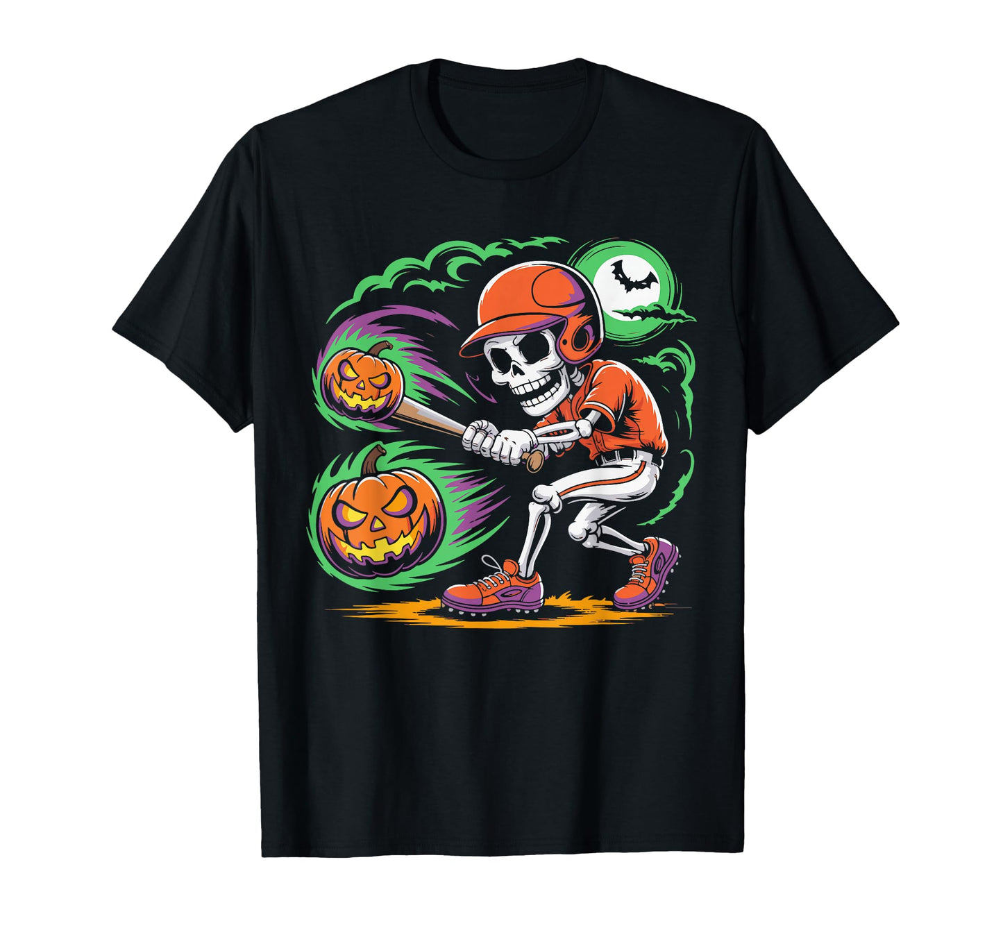 Spooky Season Skeleton Baseball Player Halloween Batter T-Shirt