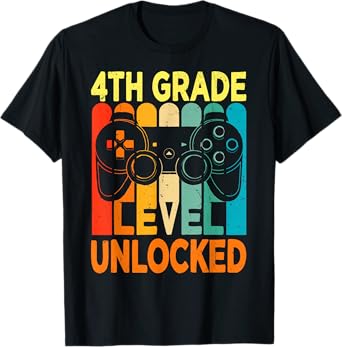 Hello 4th Grade Level Unlocked Video Game Back to School Boy T-Shirt