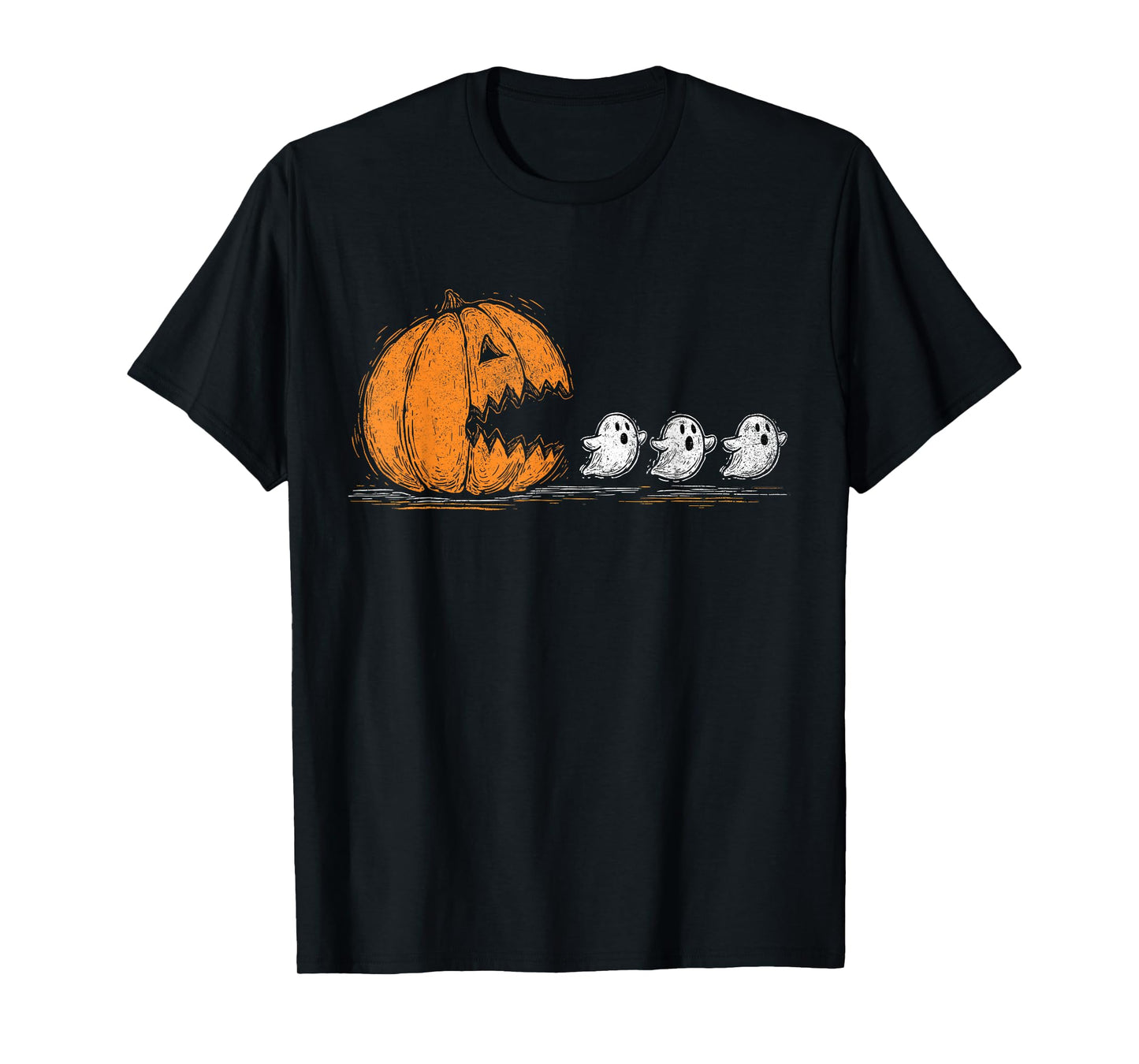 Horror Funny Pumpkin Eating Ghosts Gamer Spooky Halloween T-Shirt
