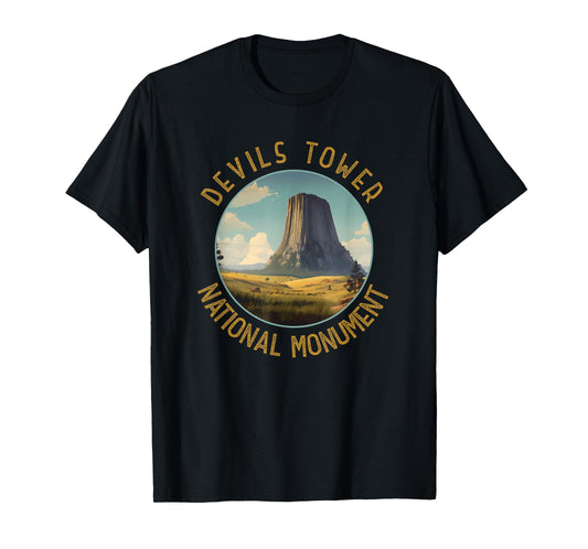Devils Tower National Monument Distressed Circle T-Shirt