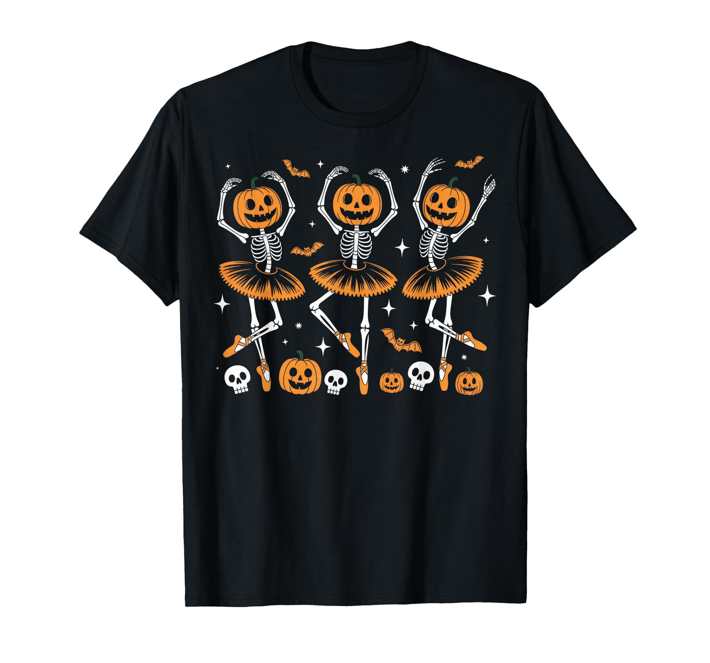 Ballet Pumpkin Skeleton Scary Halloween Men Women Boys Girl T-Shirt