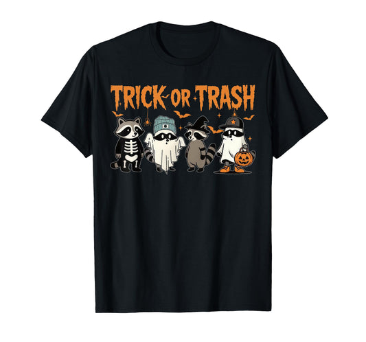 Cute Ghost Pumpkin Halloween Raccoon Spooky Season T-Shirt