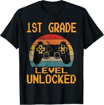 First Grade Level Unlocked Gamer 1st Day Of School Boys T-Shirt