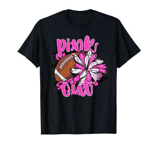 Pink Out Football Breast Cancer Awareness Cheer T-Shirt