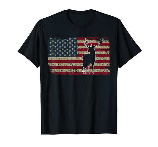 Deer Hunting American Flag T-Shirt I Proud Hunter Gift Idea T-Shirt for Women Men