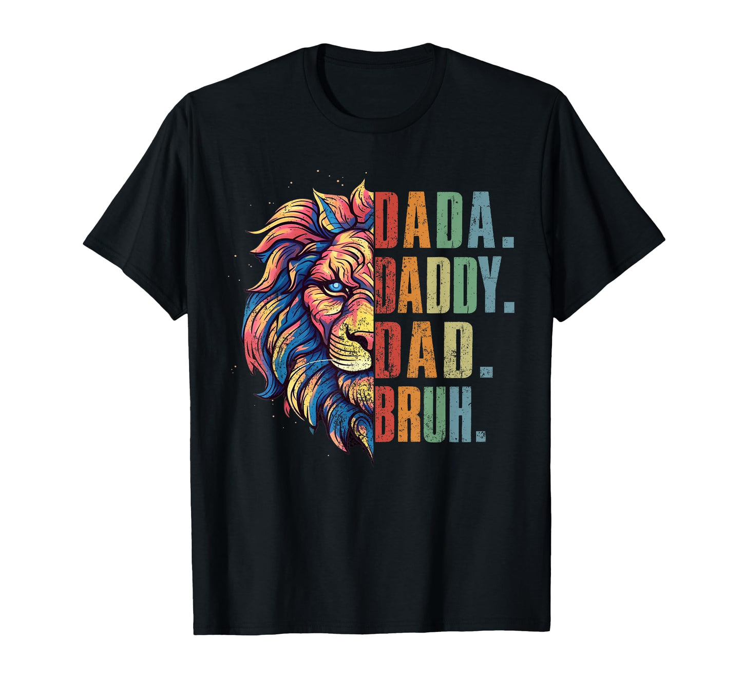 Dada Daddy Dad Bruh Retro Groovy Funny Lion Father's Day T-Shirt