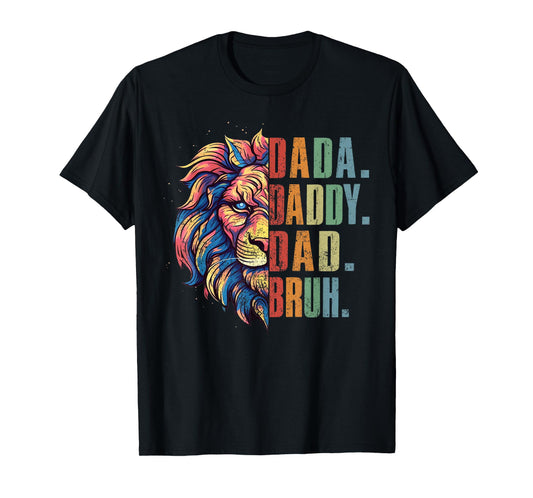 Dada Daddy Dad Bruh Retro Groovy Funny Lion Father's Day T-Shirt