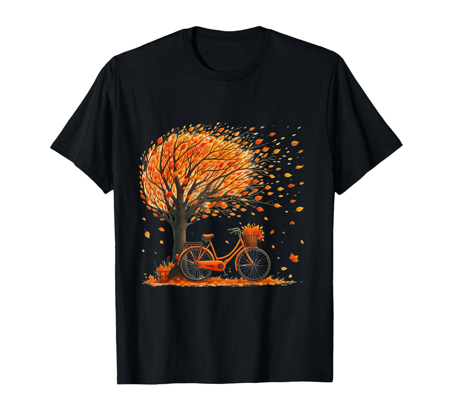 Retro Fall Leaves Tree Bicycle Autumn Season Fall Foliage T-Shirt