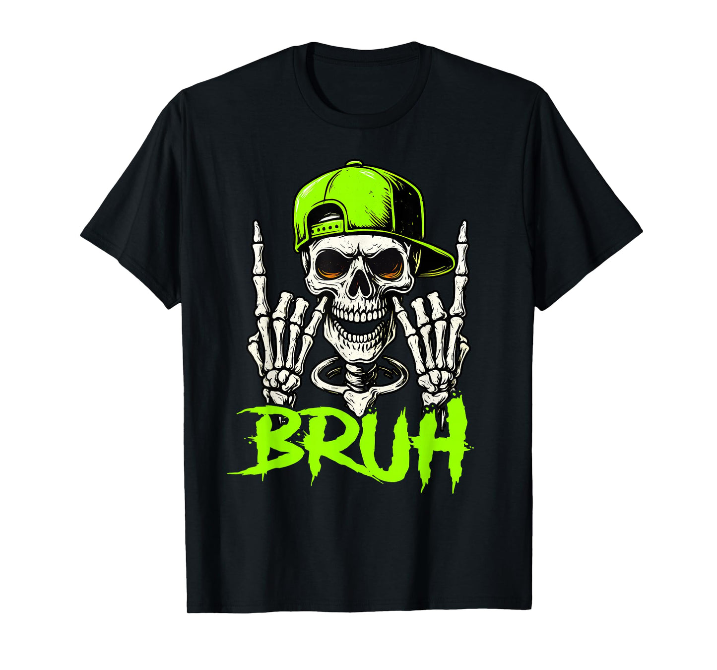 Rocker Skeleton with Cap Cool Halloween Bruh Punk Rock T-Shirt