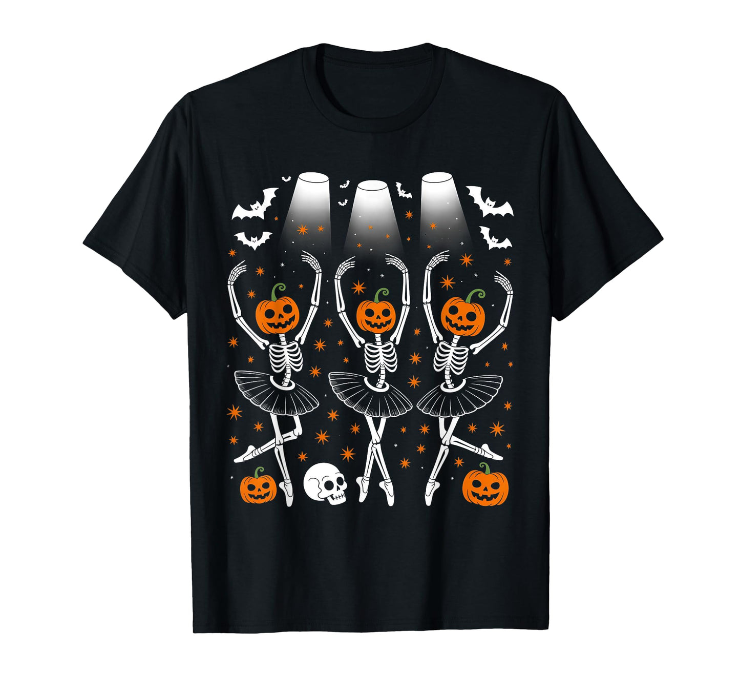 Cute Skeleton Ballet Dance Girl Women Halloween Costume T-Shirt