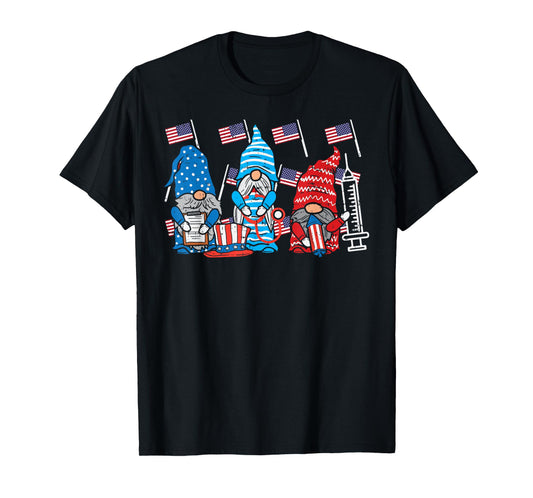 American Gnomes Nurse 4th Of July Scrub Top Patriot Women T-Shirt