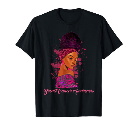 African American Girl Breast Cancer Awareness Black Women T-Shirt