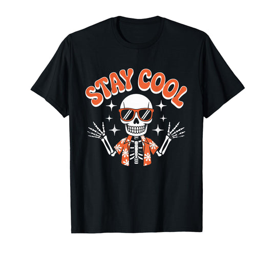 Backprint Stay Cool Man Cool Skeleton – Stay Chill and Ride T-Shirt
