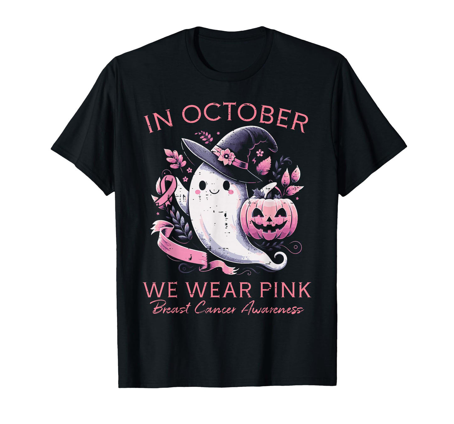 Breast Cancer Ghost October Wear Pink Aware Women Girls Kids T-Shirt