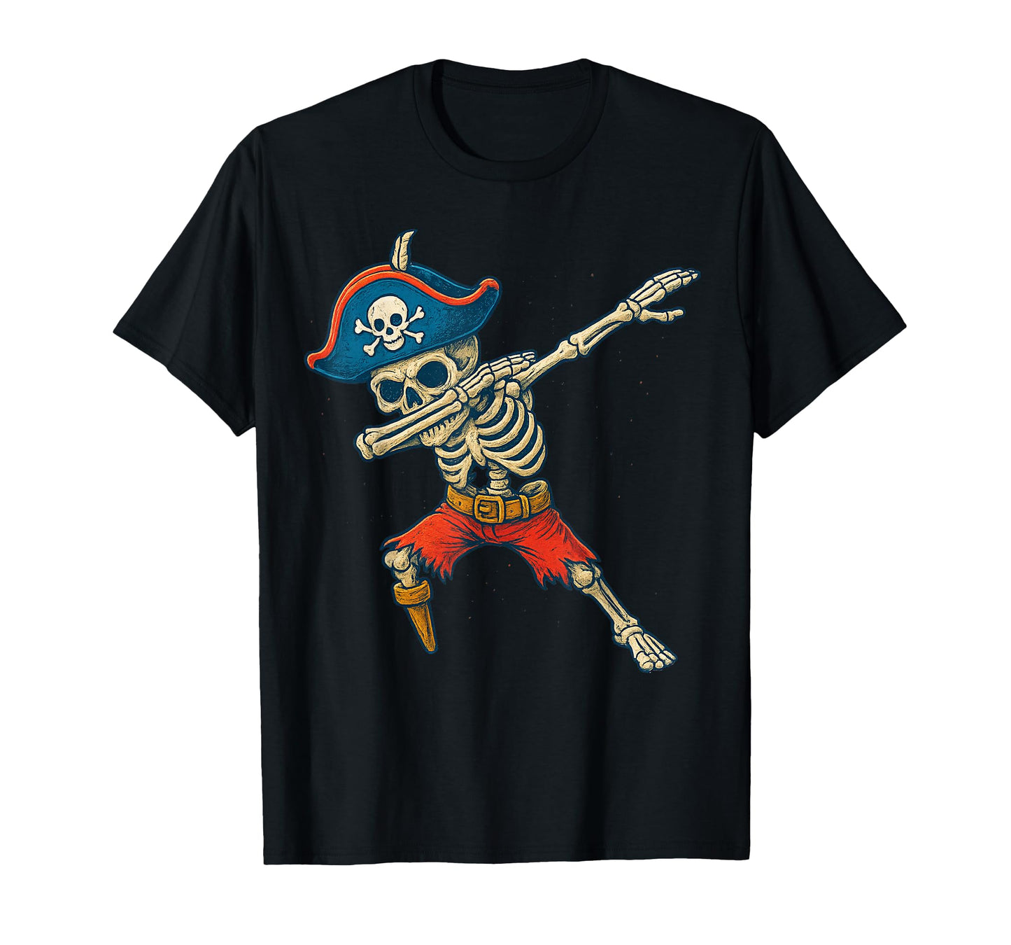 Dabbing Skeleton Pirate Halloween Kids Jolly Roger T-Shirt