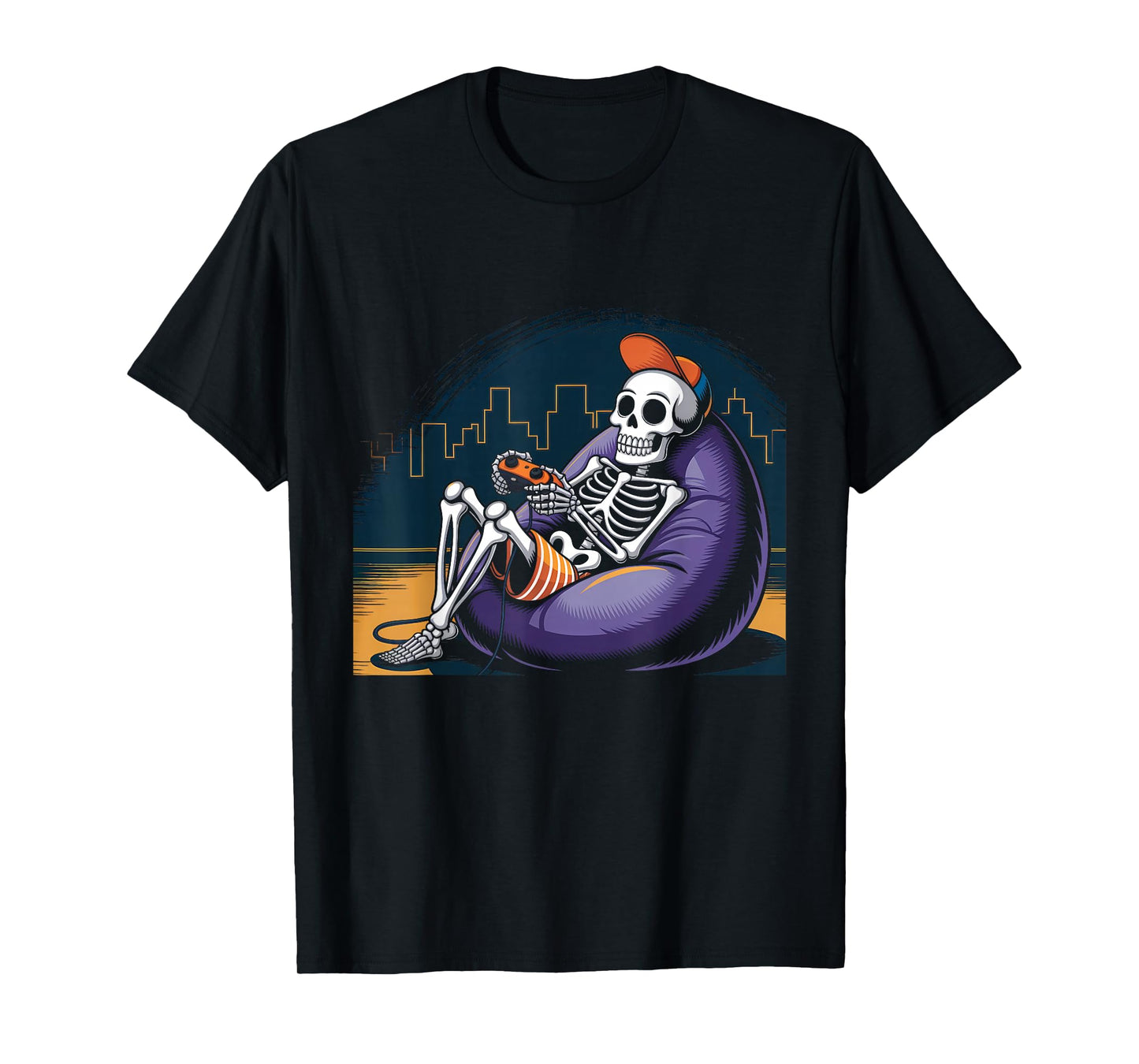 Halloween Skeleton Video Gaming Gamer Boys Youths Men Teens T-Shirt