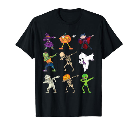 Dabbing Halloween Pumpkin Skeleton Zombie Scary Witch Mummy T-Shirt