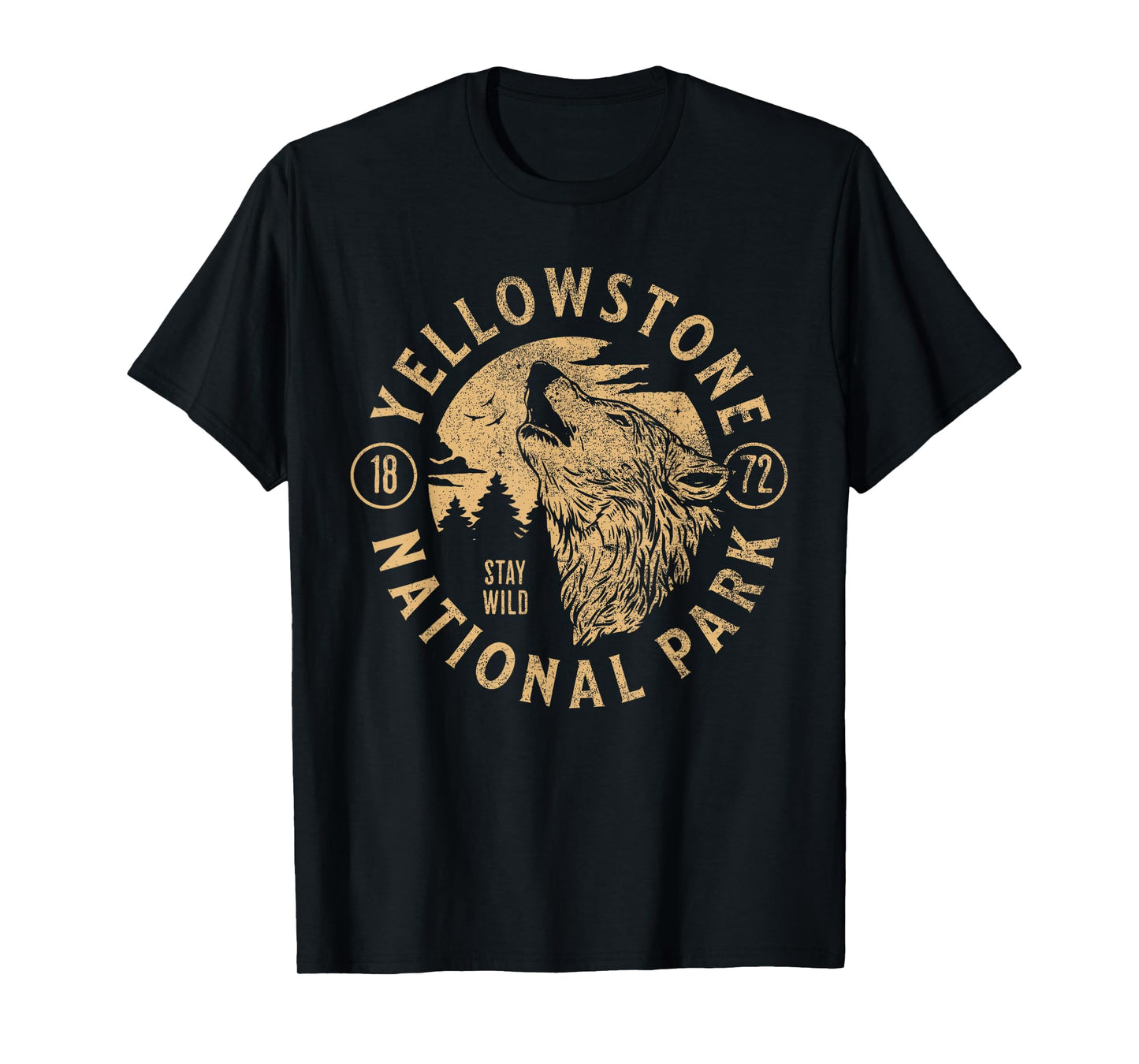 Yellowstone Wyoming Wolf Nature Hike Outdoors Vintage T-Shirt