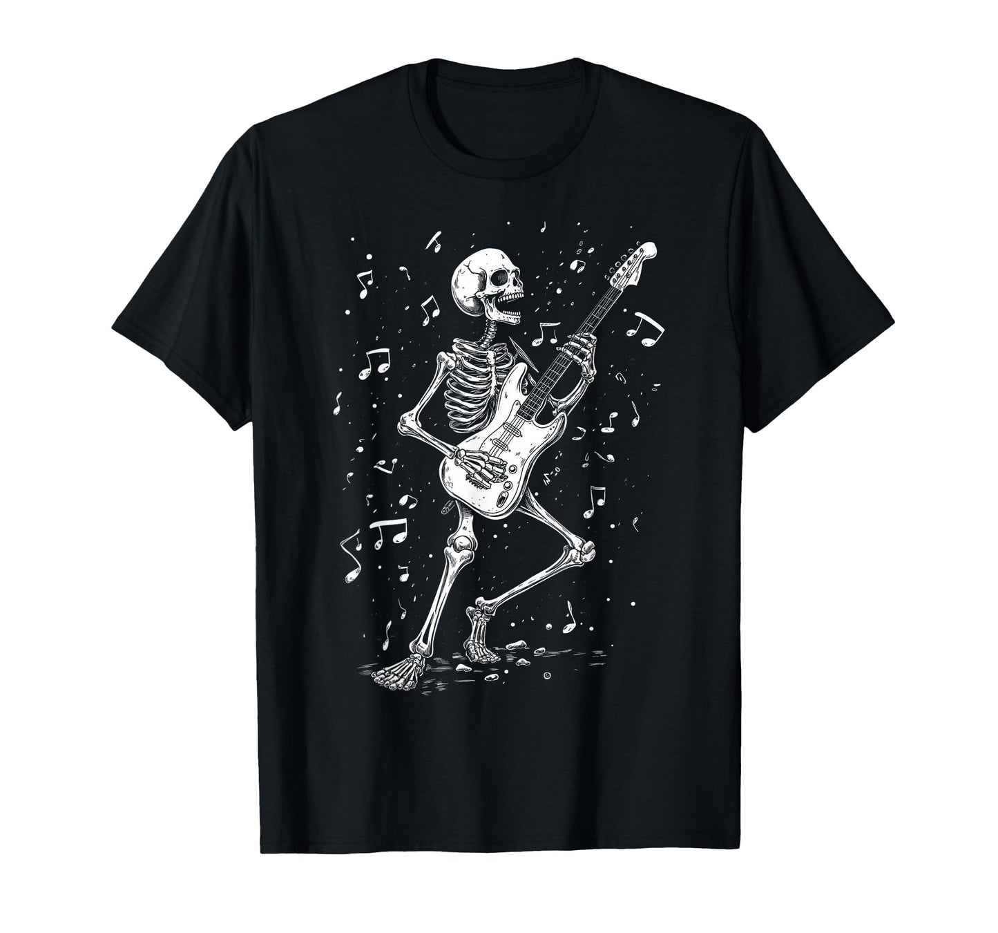 Skeleton Electric Guitar Player Music Rock Band T-Shirt