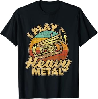 I Play Heavy Metal - Colorful Retro Baritone Marching Band T-Shirt