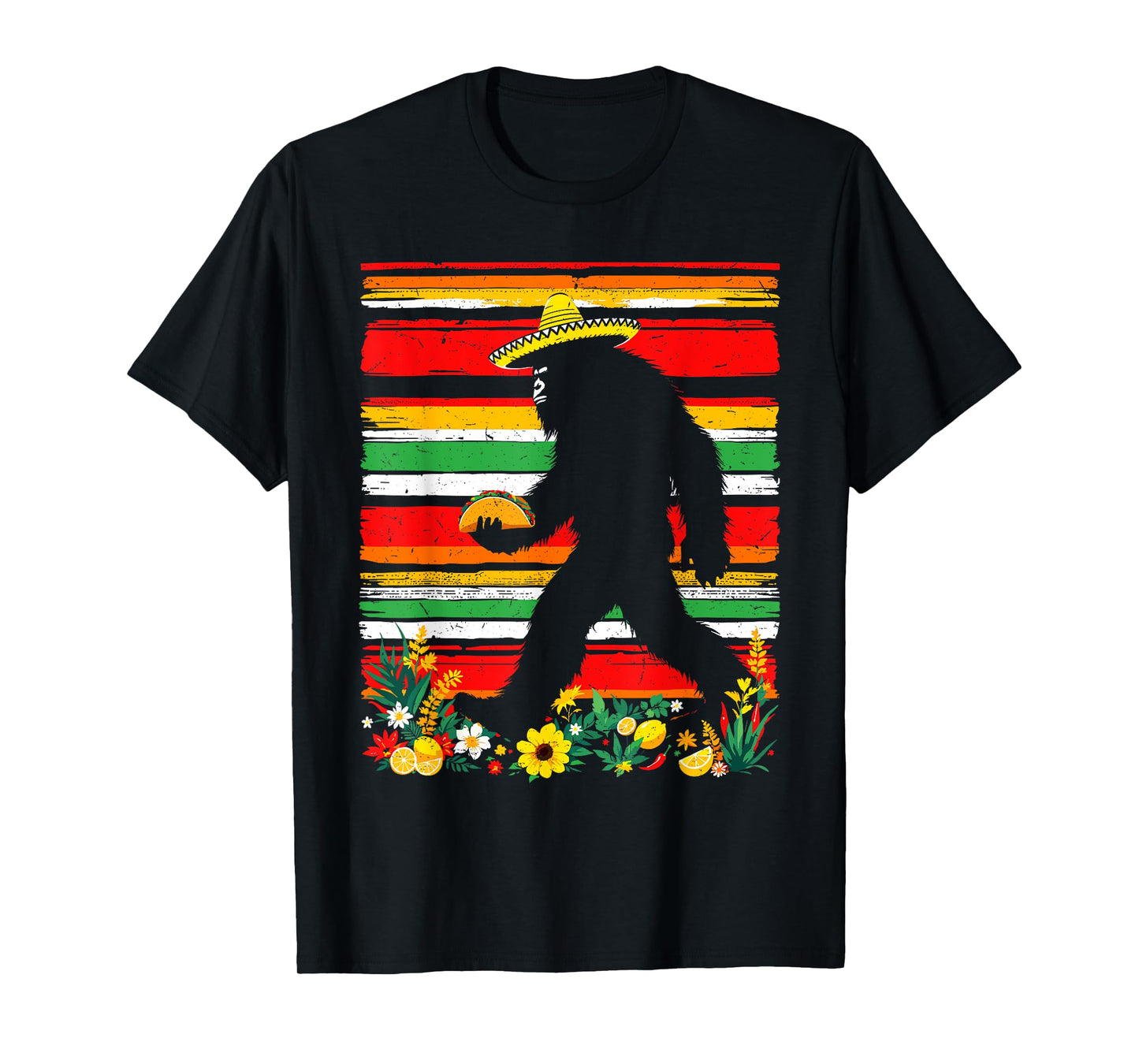 Funny Mexican Bigfoot Taco Sombrero Outfit Cinco De Mayo T-Shirt