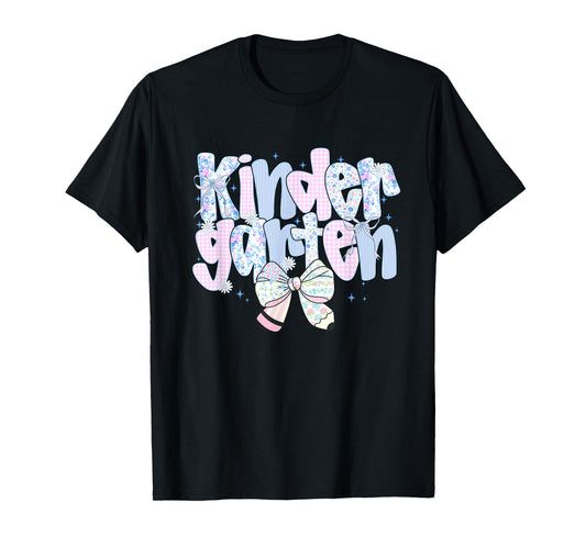 Cute Floral Preppy Kindergarten Back To School Teacher Girl T-Shirt