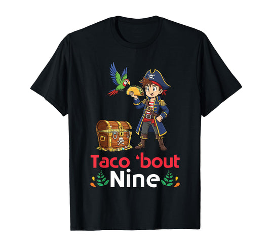 Cute Boy with Tacos Happy Birthday Taco Bout 9 Years Old T-Shirt