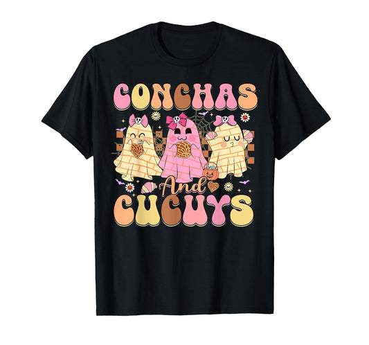 Conchas and Cucuys Mexican Coquette Ghost Halloween T-Shirt